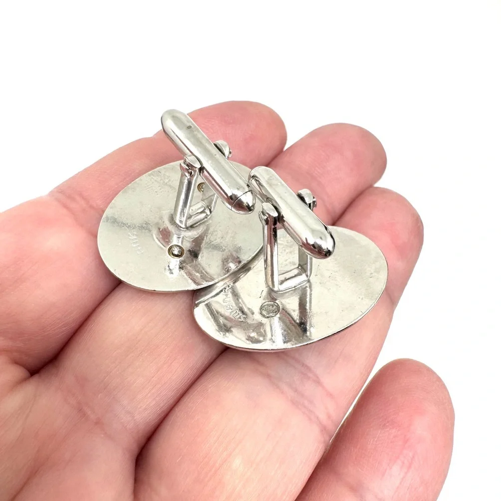 SWANK Silvertone Oval 'S' Monogram Cuff Links
